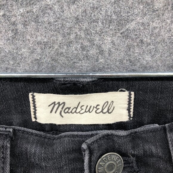 Madewell 10" High-Rise Skinny Jeans Women 26 BLK Raw Hem Button-Fly Cotton Blend - Picture 3 of 11